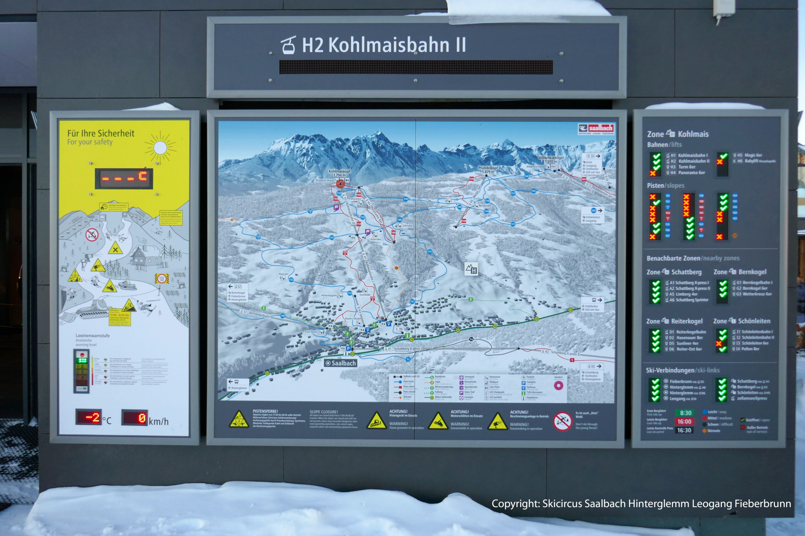 3D Panoramakarte - Panoramatafel Skicircus Saalbach-Kohlmaisbahn