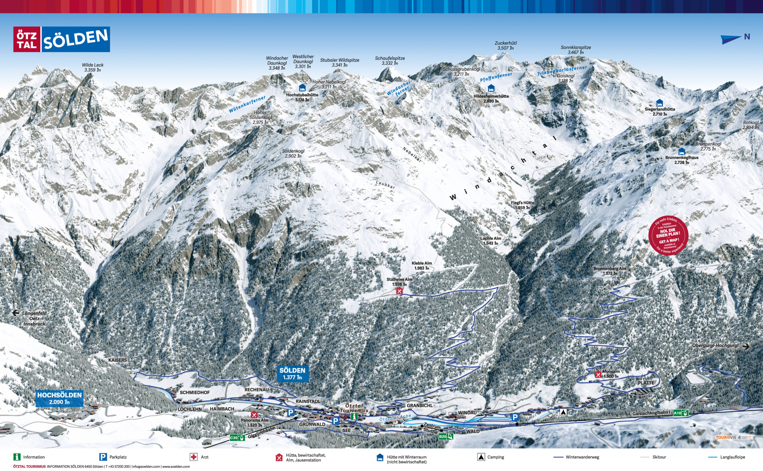 3D Panoramakarte - Winterpanorama Almzeit Ötztal