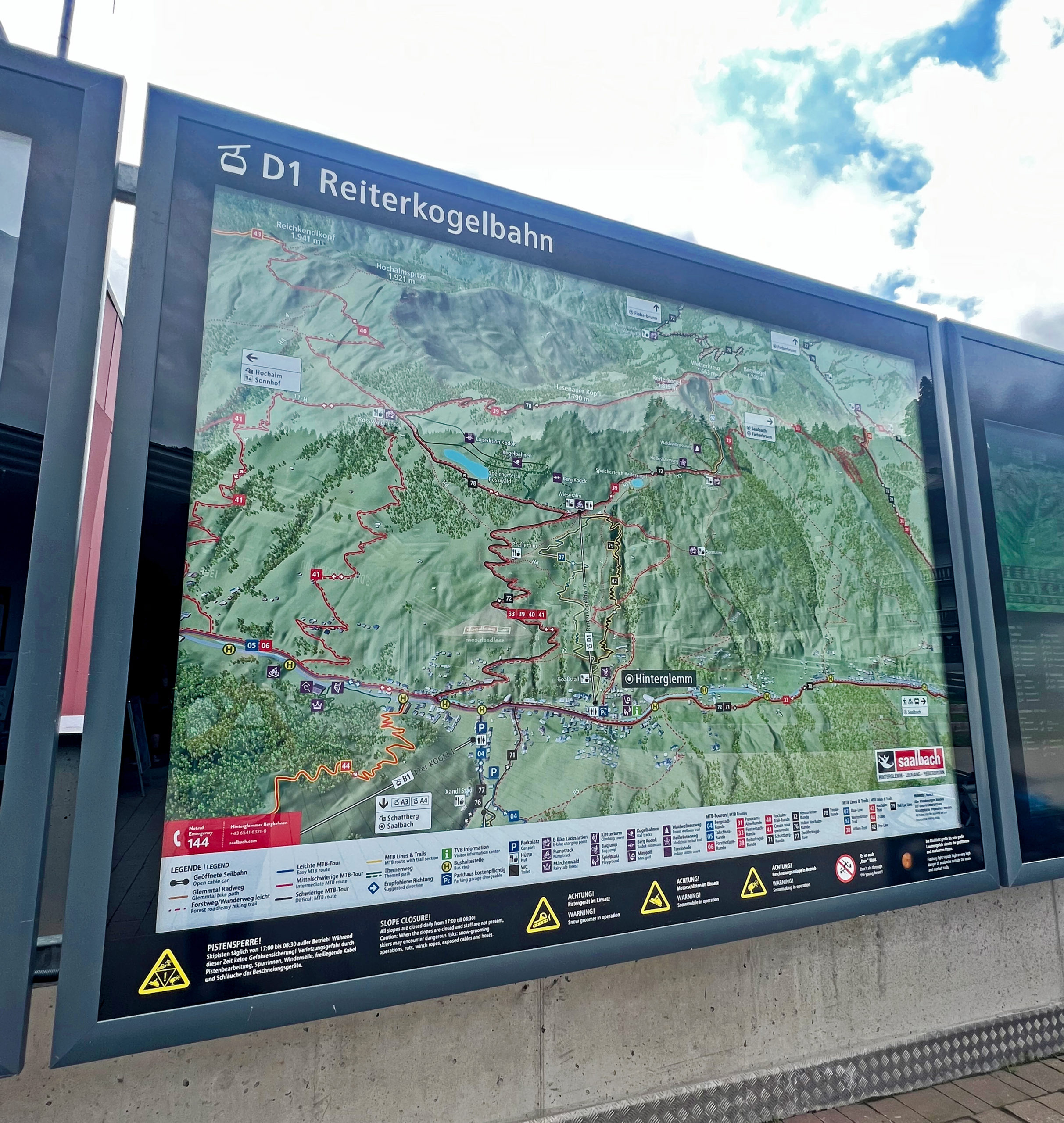 3D Panoramakarte - Panoramatafel Bergbahnen Saalbach-Hinterglemm - Sommerpanorama Reiterkogelbahn