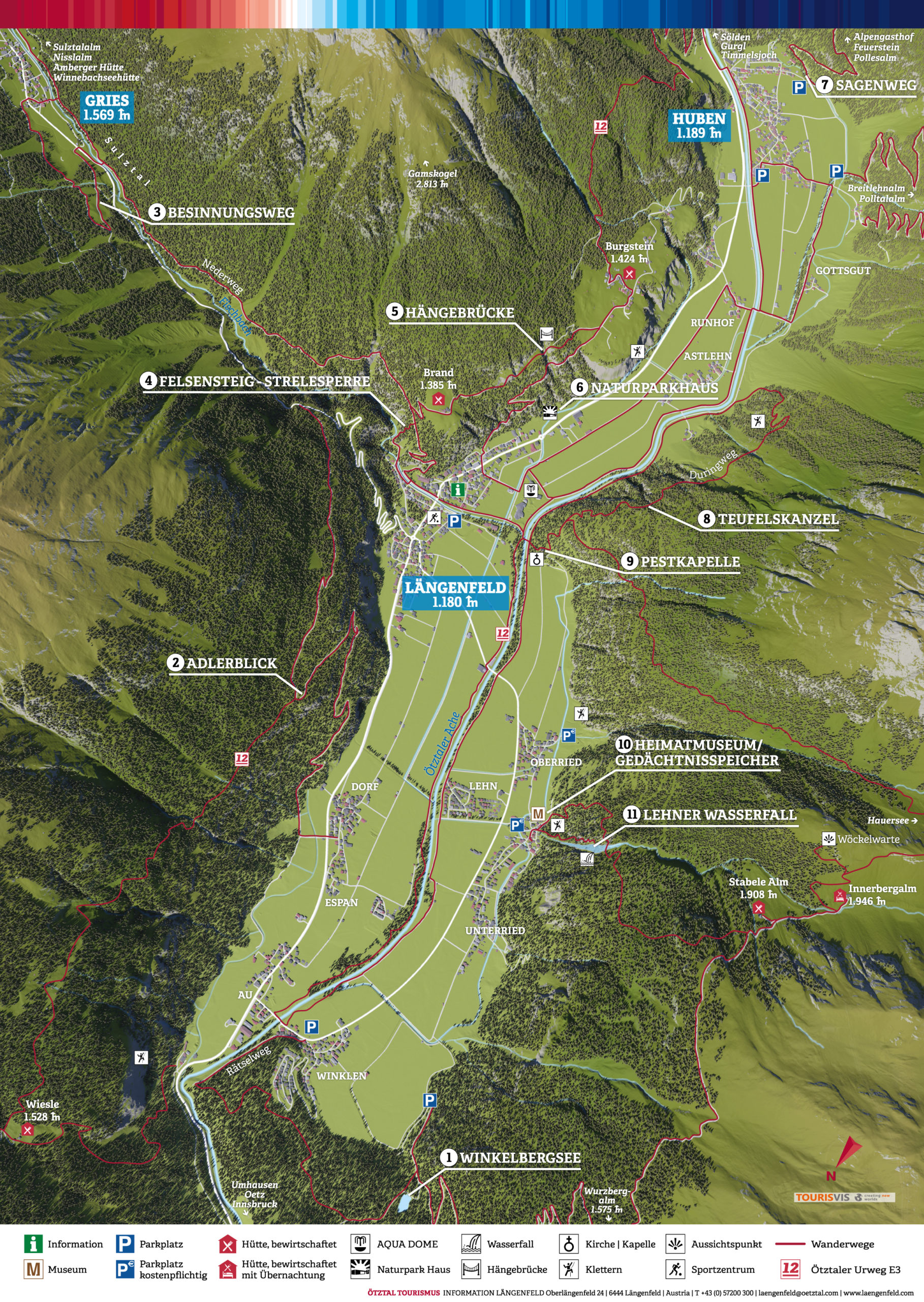 3D Panoramakarte Kraftquell Längenfeld Ötztal
