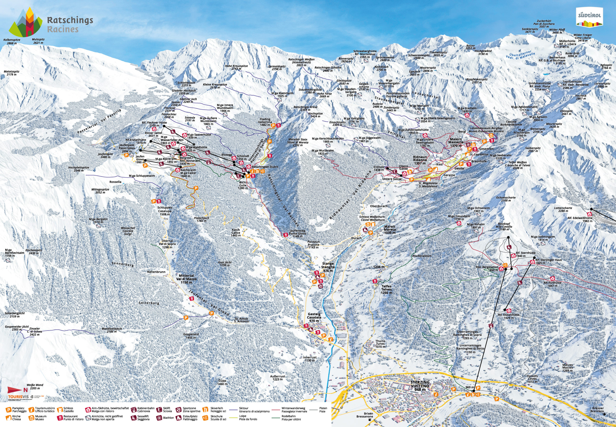 3D Panoramakarte Winter - Ratschings Südtirol
