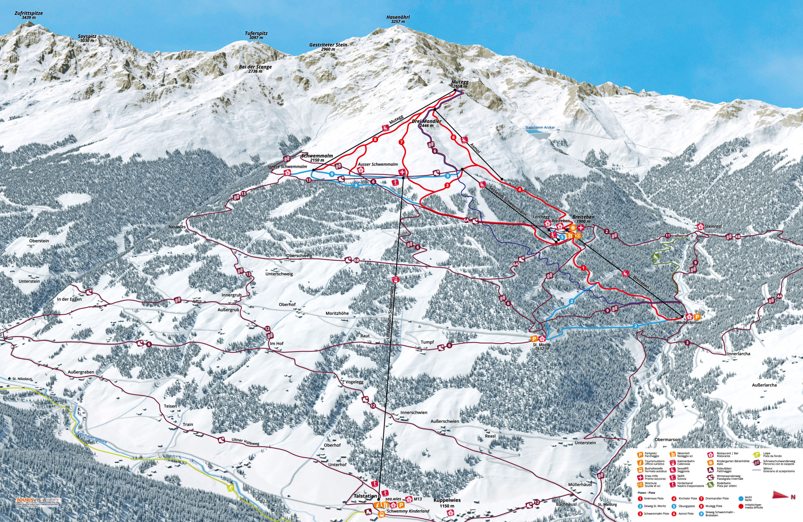 3D Panoramakarte Winter - Ultental Südtirol