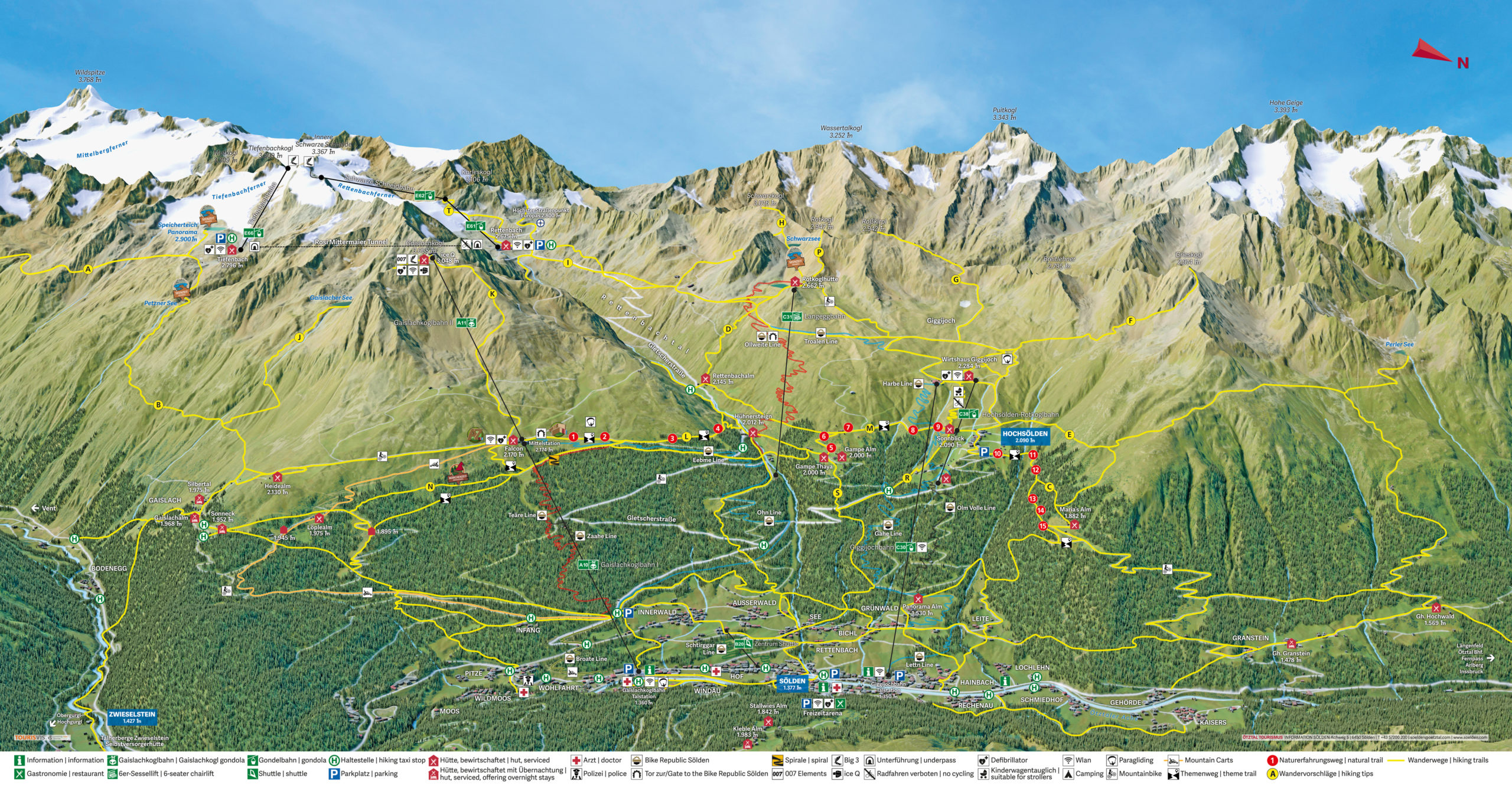 3D Panoramakarte - Hikemap Almzeit Sölden (pulsierende Seite)