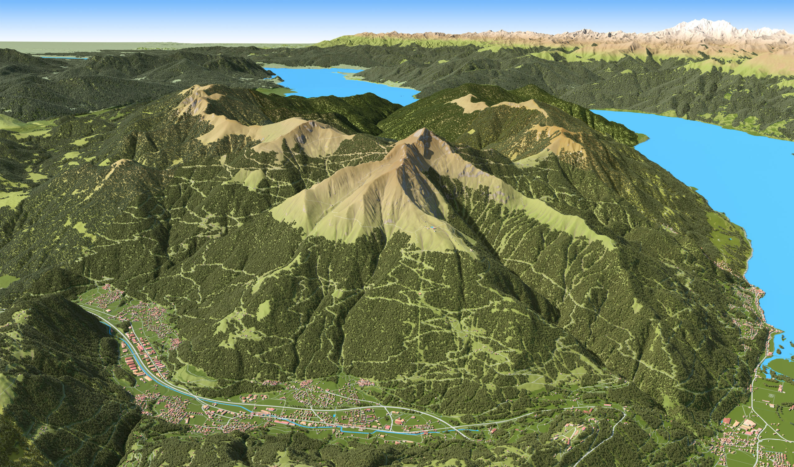 3D Panoramakarte Monte Tamaro - Sommerpanorama Kanton Tessin Schweiz