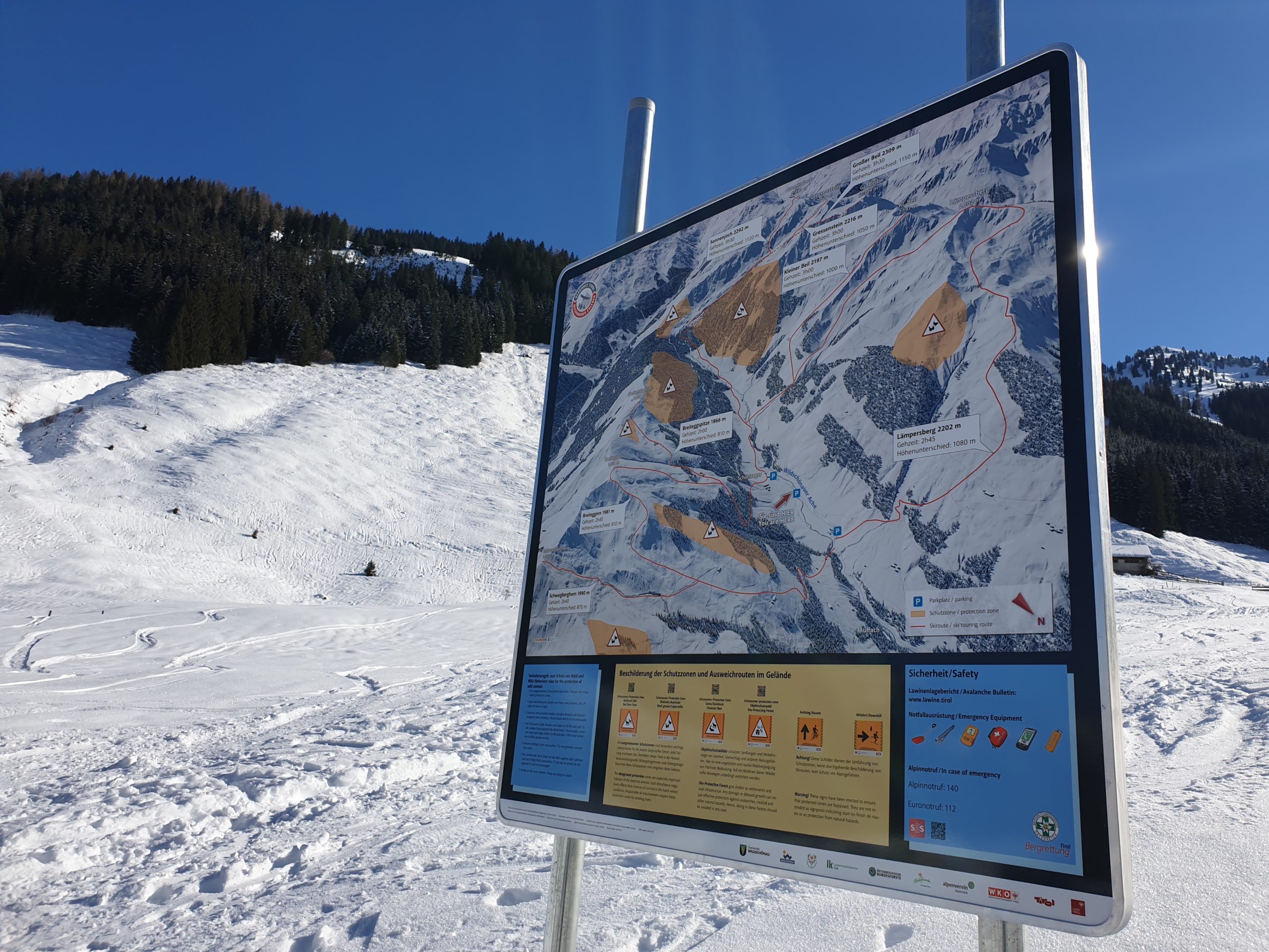3D Panoramatafel - Skitourenlenkung Land Tirol - Wildschönau Schwaigberghorn-Lämpersberg - Standort 2